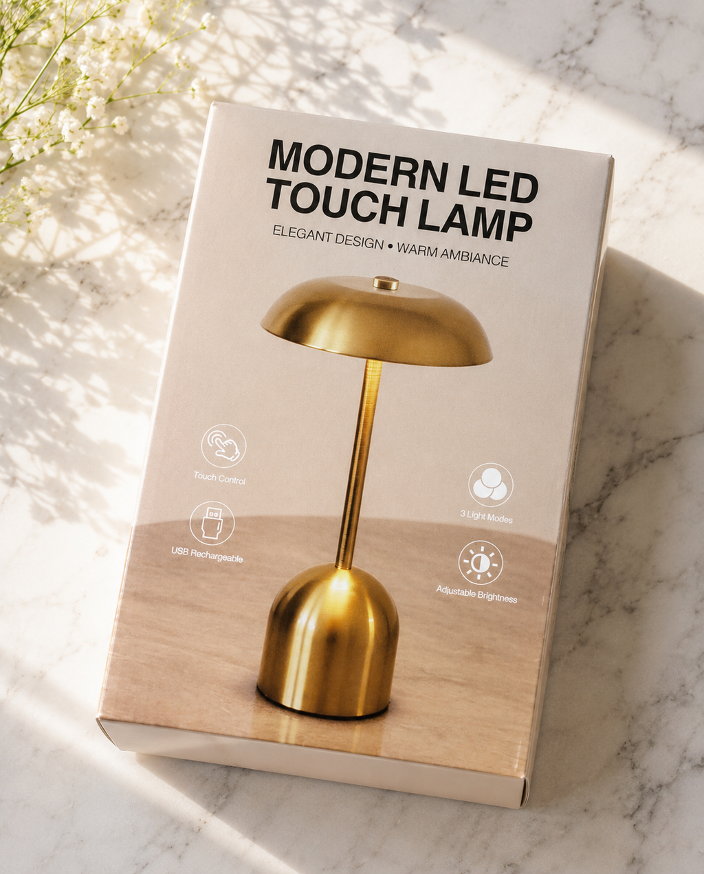 Cordless gold LED touch table lamp – photo 3